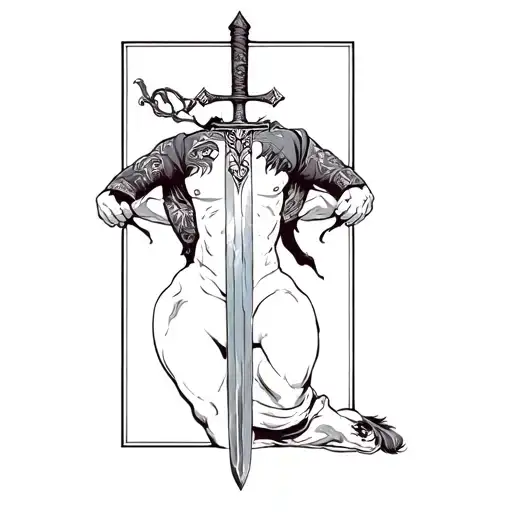 A Man With A Sword On His Back