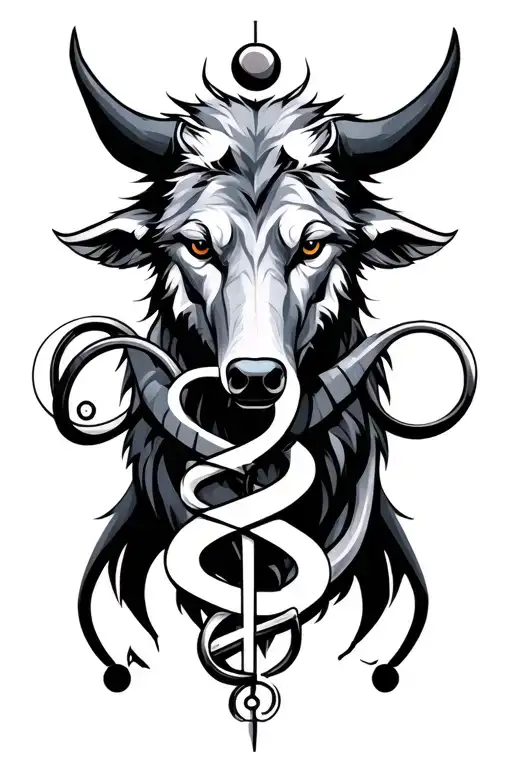 Medical Doctor Science Symbols Intertwined With Wolf And Bull Abstract