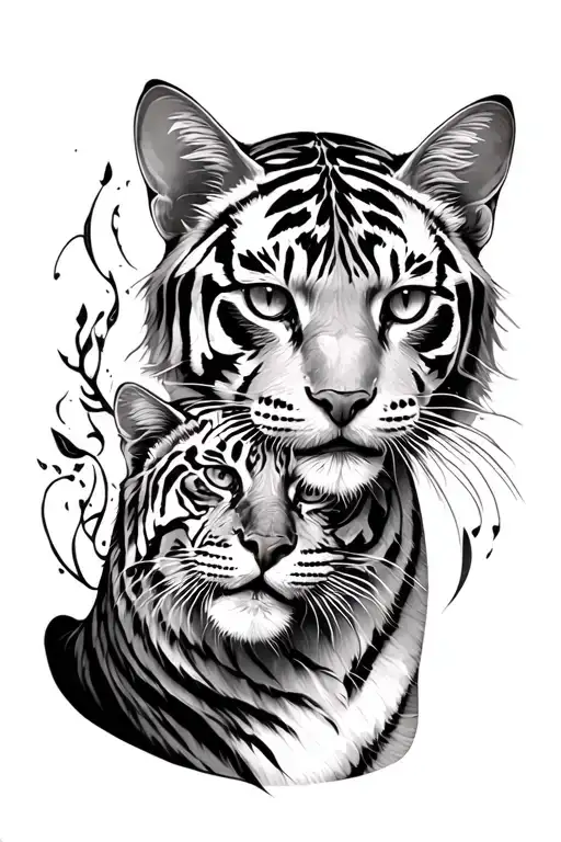 Cat And Tiger Surrounded