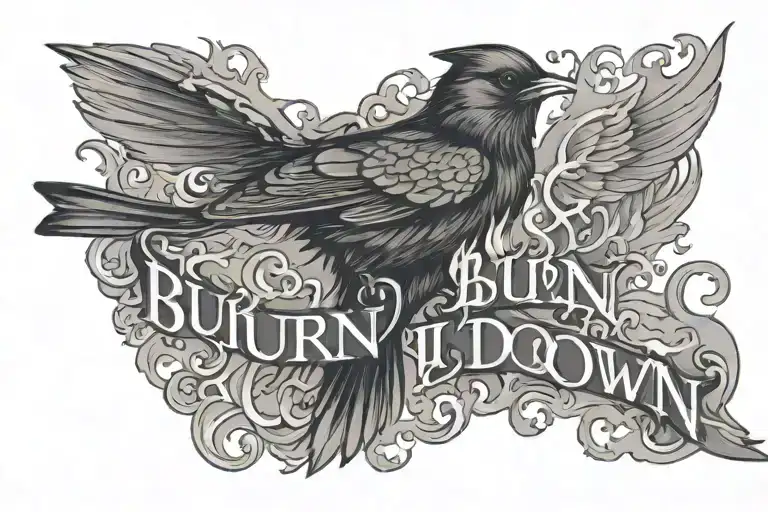 Text Only Saying Burn It Down On Fire With A Blackbird