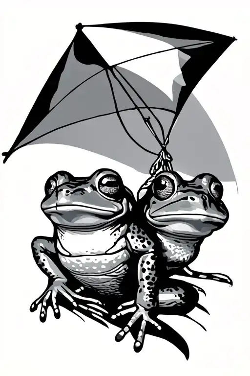 Frog And Toad Flying A Kite In A Minimalist Style