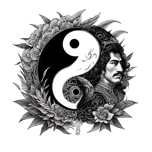 Yin Yang Tattoo Design Filipino Inspired With The Face Of Lapu Lapu And Jose Rizal On The Side
