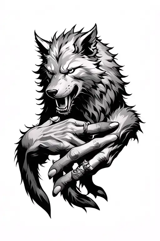 Fenrir Reaching Paw Onto Back Of Hand