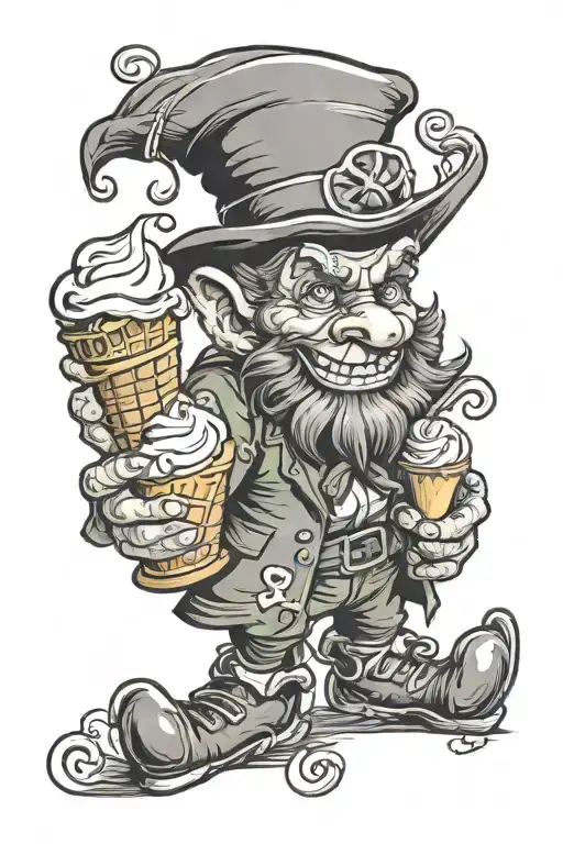 Ghetto Leprechaun Holding Skull Ice Cream Cone