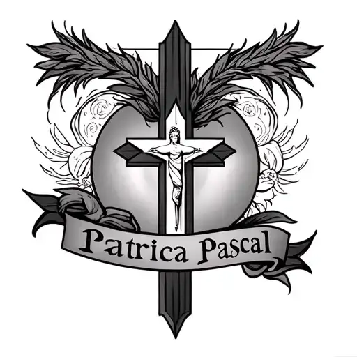 Tattoo With The Names Patricia And Pascual With A Cross And Jesu Christ In The Twin Area