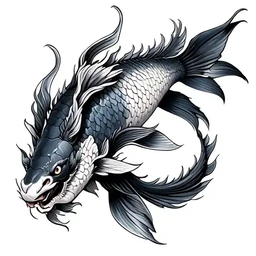 Koi Fish Transforming Into Dragon