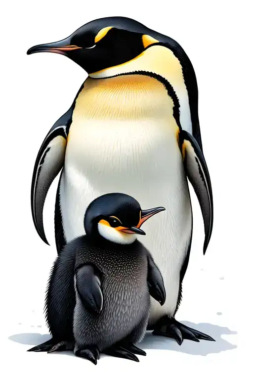Emperor Penguin And Baby