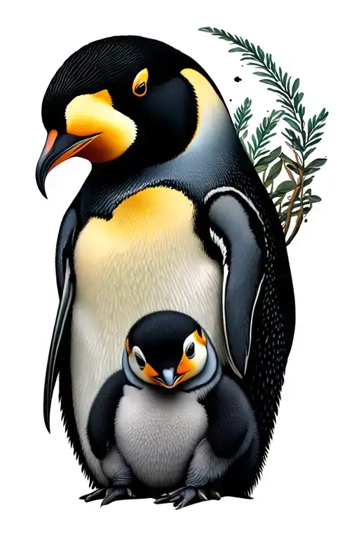 Emperor Penguin And Baby Nautical Style