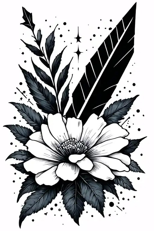 Arrow With Flower In Space Vertical Tattoo Cover Up For Forearm