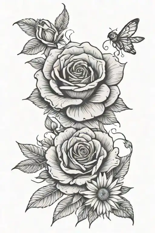 Rose And Daisy Flower