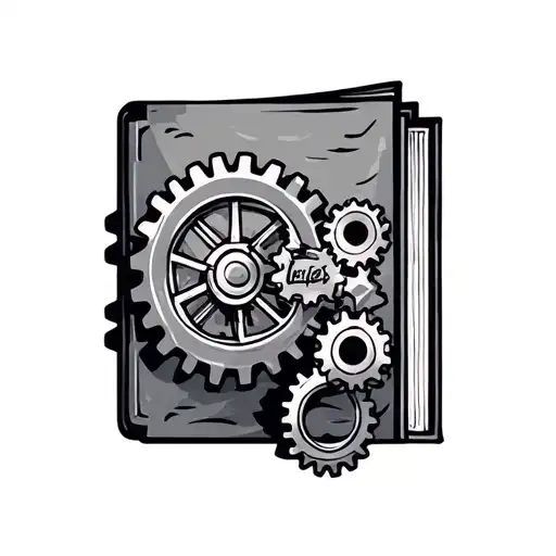 A Book & Gears Symbolizing Knowledge And Progress