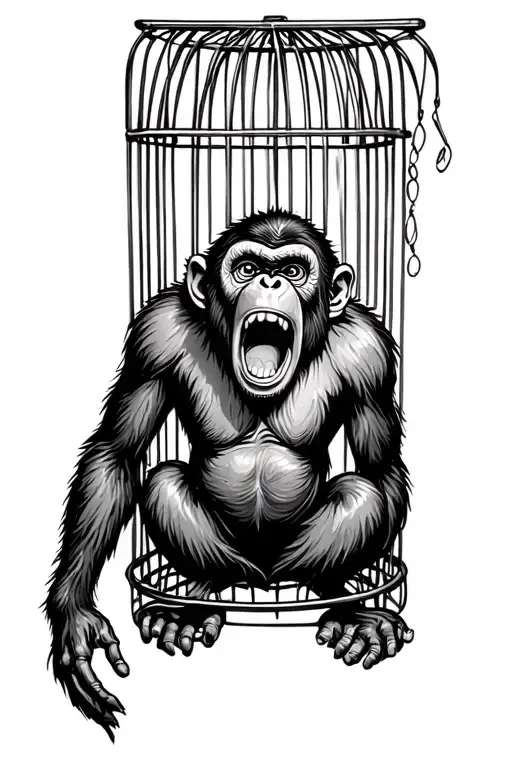Crying Screaming Monkey In A Cage