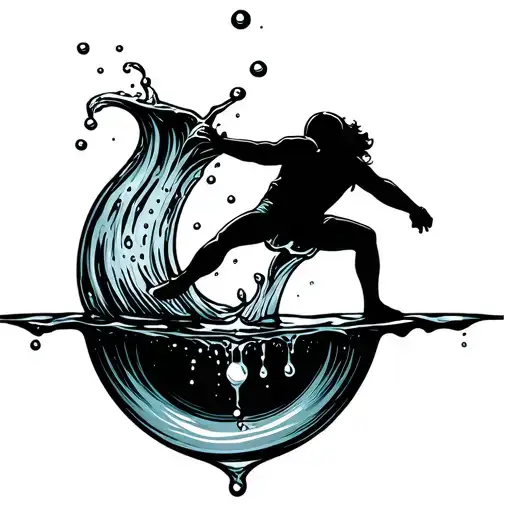 A Drop Of Water With A Person Climbing The Drop