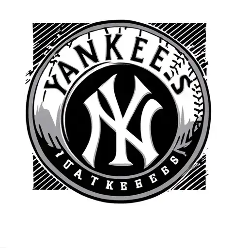 Yankees Logo With Pinstripe Background Black