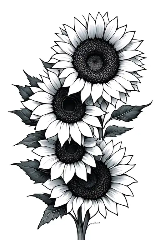 Three Sunflowers Intertwined Symbolizing Childern
