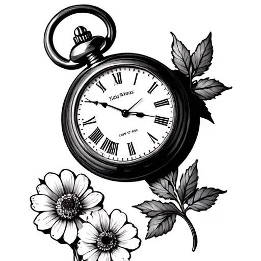 Open Pocket Watch With July Birth Flower