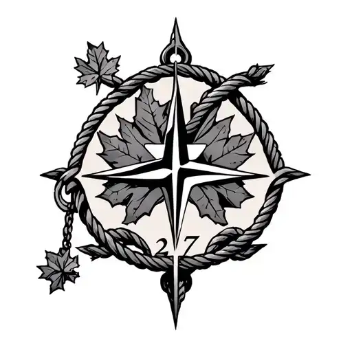 Anchor With Rope Hanging With A Compass And Maple Leaf With The Number 27 Very Visibly On It