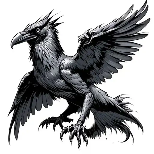 Aggressive Crow Attacking Demon