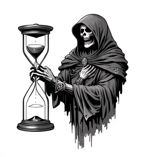 Grim Reaper Holding Hourglass
