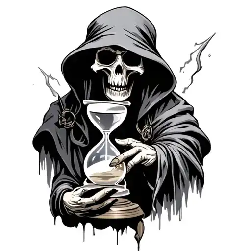 Grim Reaper Holding Hourglass
