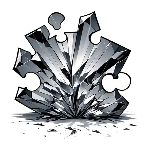 Broken Puzzle Piece Or Fragmented Crystal