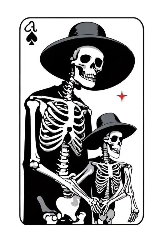 A Father And Son Tarot Card Depicted As Skeletons