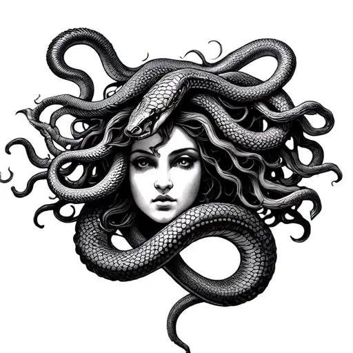 Medusa And Snake Intertwined