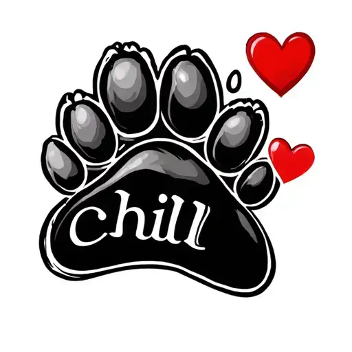 Chilli Red With A Paw Print And The Word Chill And A Love Heart