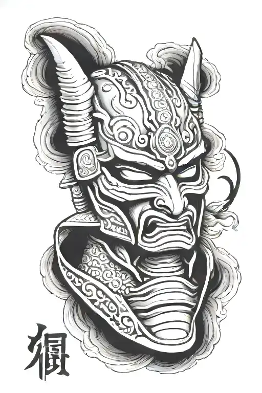 Samurai Mask On Knee Cap