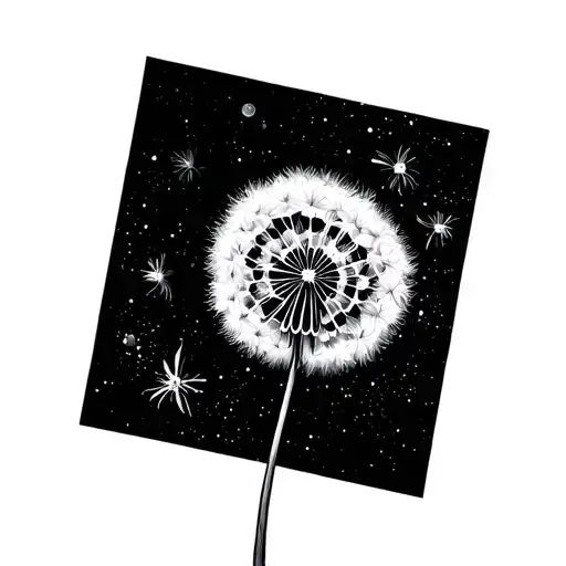 Small And Lightweight Dandelion Tattoo On Arm On Cosmic Background