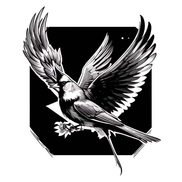 Cross With Cardinal Flying