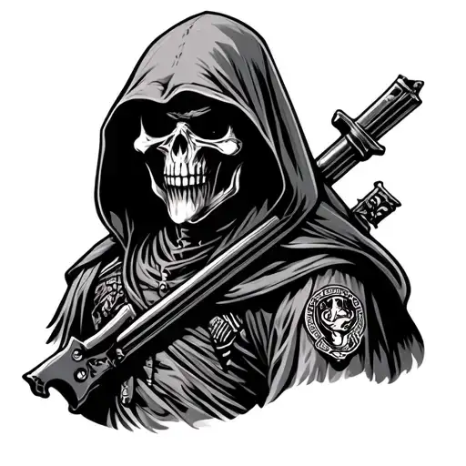 Hooded Grim Reaper And Usmc