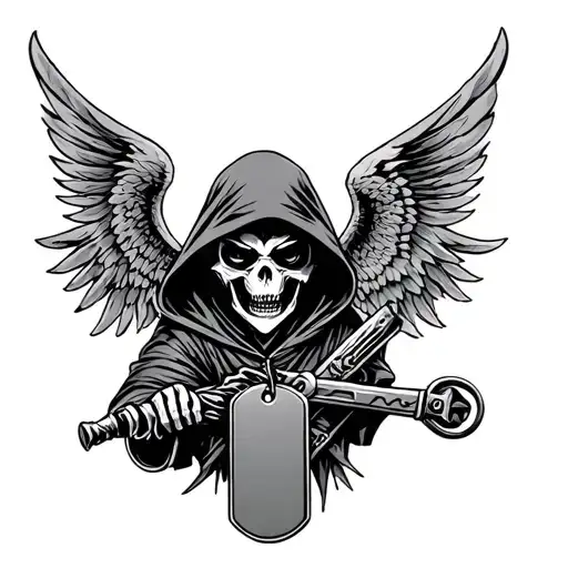 Hooded Grim Reaper Military Dog Tag