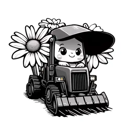 Cute Daisy Driving A Cute Bulldozer