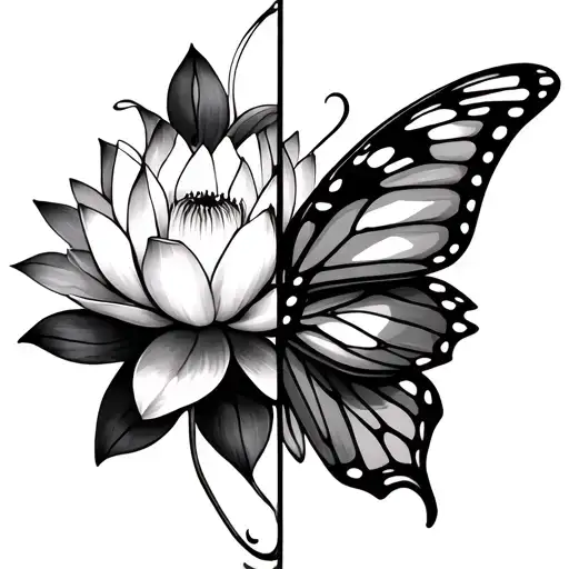 Butterfly Split With Lotus Flower