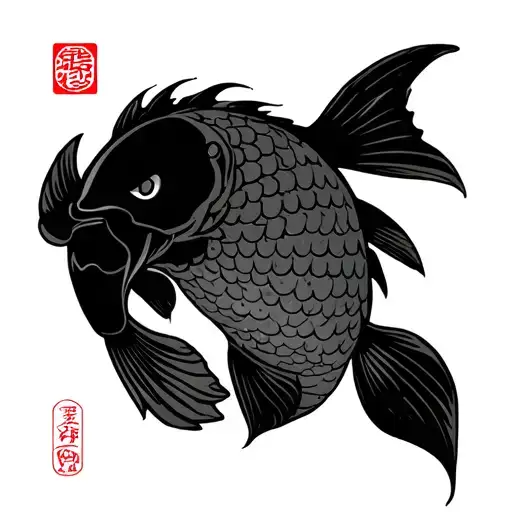 Carp Japan Con Kanji Of And Symbol Of The Picn With A