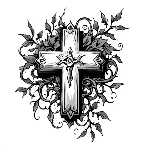 Cross With Vines In The Background