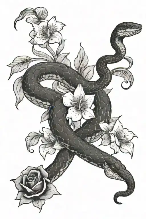 Snake With Flowers
