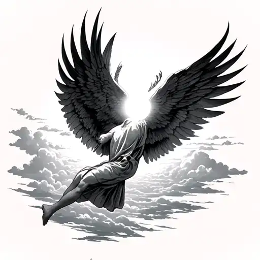 Icarus Falling From The Sky While Watching The Sun