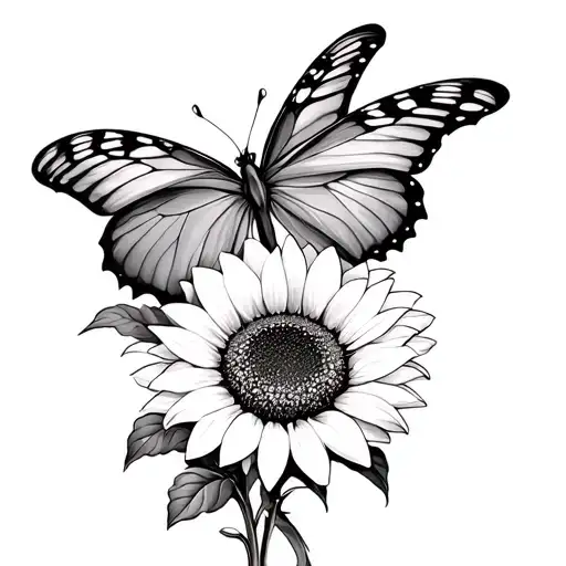 Butterfly And Sunflower