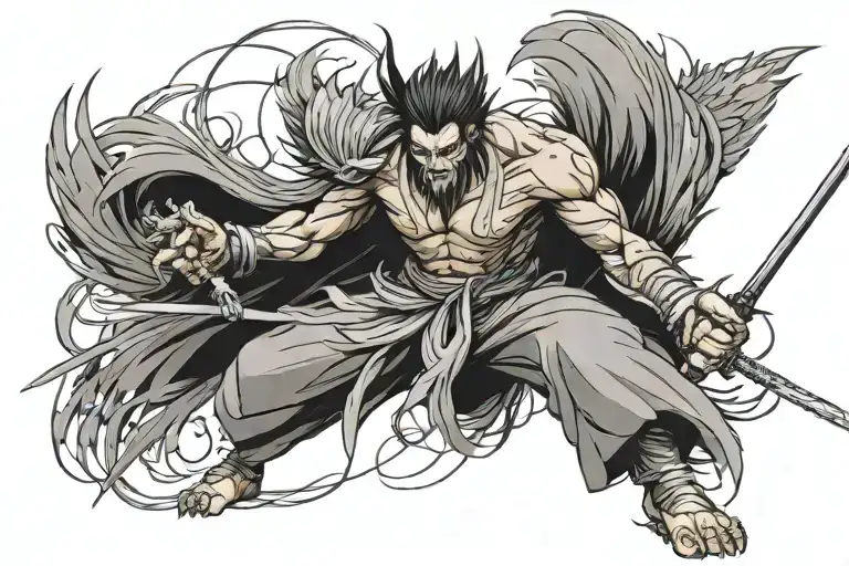 Hybrid Of Kenpachi Zaraki And Owl In A Battle Pose