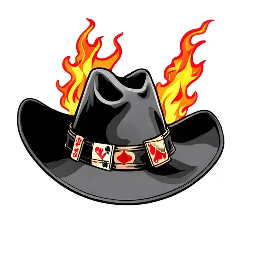 Cowboy Hat With Flaming Poker Cards