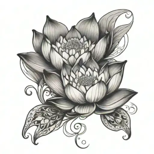 Lotus Flower And Butter Fly