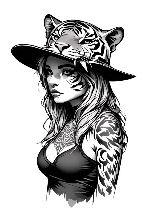 Lady Wearing Saber Tooth Tiger Hat