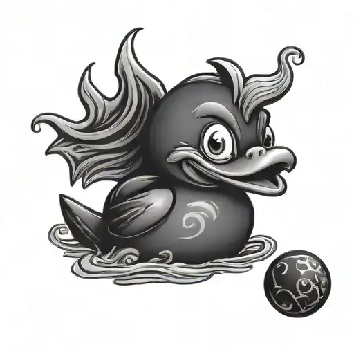 Black Devil Rubber Duck Sitting
