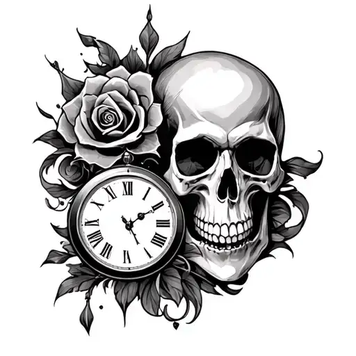 Skull And Clock Full Sleeve