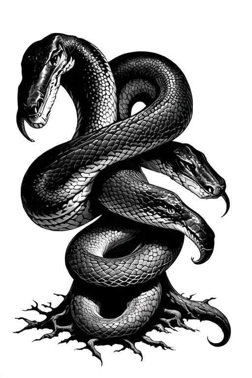2 Snakes Entwined Around A Tree