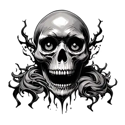 Skull Wearing Mask Crying Eyes