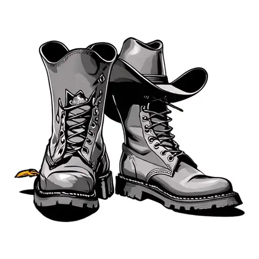 Combat Boots And A Cowboy Hat
