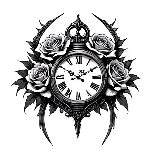 Coffin Roses Wrapped Clock